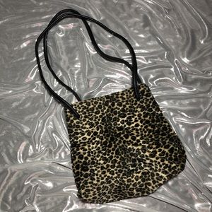furry cheetah print purse